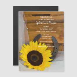 Invitación Magnética Boda occidental del girasol y la herradura