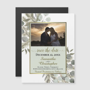 Invitación Magnética Boda Pine Eucalyptus Ahorra la Frase de Fotos