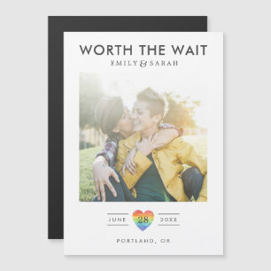 Invitación Magnética Boda pospuesto LGBTQ Salven la fecha con foto
