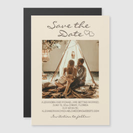 Invitación Magnética Boda Rústica Boho Corazones