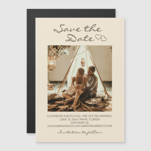 Invitación Magnética Boda Rústica Boho Corazones