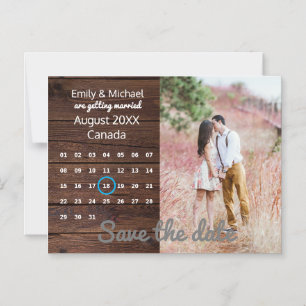 Invitación Magnética Boda Rústica Salva El CALENDARIO FOTOGRÁFICO De Fe