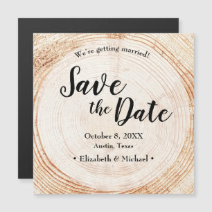 Invitación Magnética Boda Rústica Salven la fecha Grano de Madera