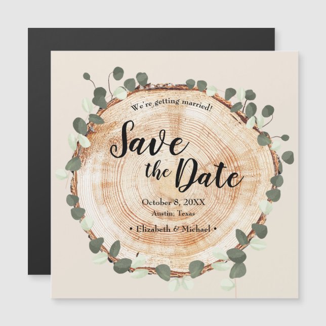 Invitación Magnética Boda Rústico Eucalyptus Personalizado de corte de  (Anverso/Reverso)