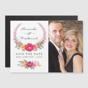 Invitación Magnética Boda Safari Floral Acuarela Save the Date