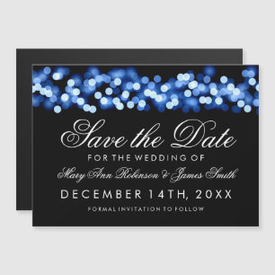 Invitación Magnética Boda Salva La Fecha Azul Hollywood Glam