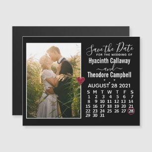 Invitación Magnética Boda Salva la Fecha Foto del Calendario de Agosto