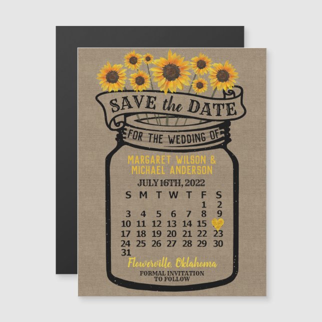 Invitación Magnética Boda Salva la Granja Mason Jar Julio 2022 (Anverso/Reverso)