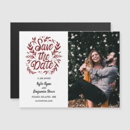 Invitación Magnética Boda Salvar la caligrafía fotográfica botánica