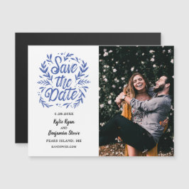 Invitación Magnética Boda Salvar la caligrafía fotográfica de fecha Bot
