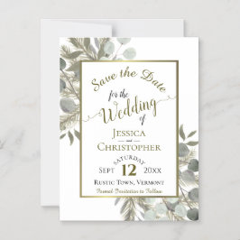 Invitación Magnética Boda Salvar la fecha de oro Pino y vegetación