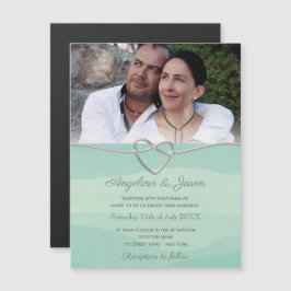 Invitación Magnética Boda Simple Acuarela Verde Salvia