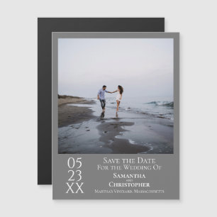 Invitación Magnética Boda simple moderna salva la foto gris