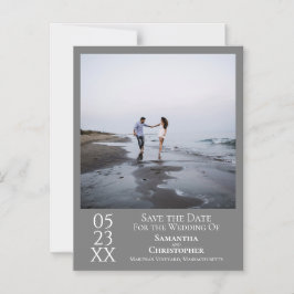 Invitación Magnética Boda simple moderna salva la foto gris