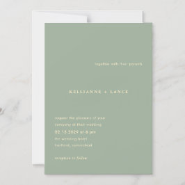 Invitación Magnética Boda Simple Verde Salvia Moderna