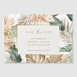 Invitación Magnética Boda tropical de hojas de playa salva la fecha
