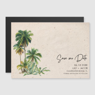Invitación Magnética Boda Tropical de Playa de Destino Guardar La Fecha
