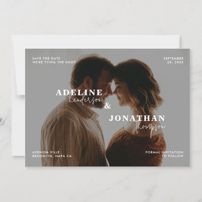 Invitación Magnética Boda única de superposición de fotos Guardar la fe (Anverso)
