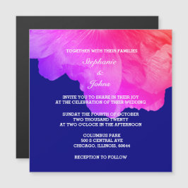 Invitación Magnética Boda único blanco azul de la Marina Floral Rosa