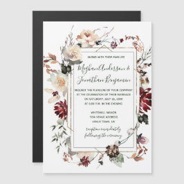 Invitación Magnética Boda Verde de la floresta floral del invierno ruso