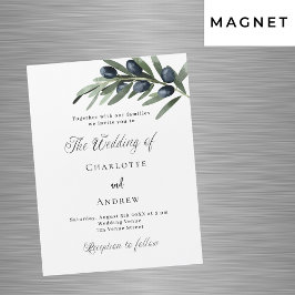 Invitación Magnética Boda verde oliva hojas de guion simple lujo