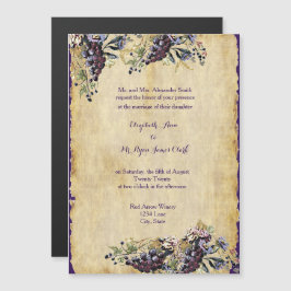 Invitación Magnética Boda Viñedo Viña Acuarela Uvas