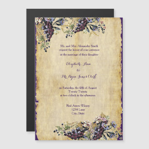 Invitación Magnética Boda Viñedo Viña Acuarela Uvas