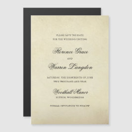 Invitación Magnética Boda Vintage Elegante Guardar la Fecha