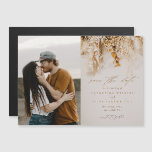 Invitación Magnética Boho Fall Flowers Foto Wedding Save The Date