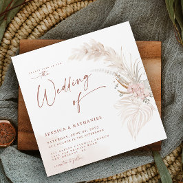 Invitación Magnética Boho floral de hierba de Pampas moderno