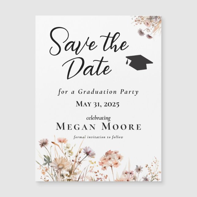 Invitación Magnética Boho Floral Save the Date Magnet (Anverso)