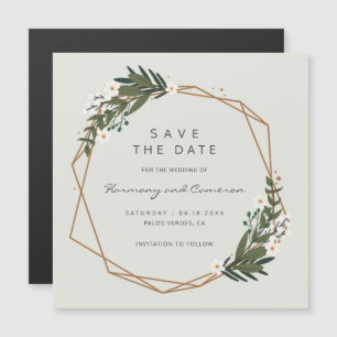 Invitación Magnética Boho Geometric Gold Frame Greenerenery Guardar la