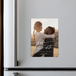 Invitación Magnética Boho Moda Compromiso Foto Boda Guardar la fecha
