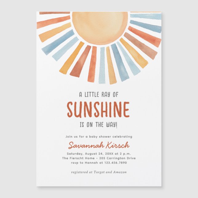 Invitación Magnética Boho Sunshine Gender Neutral Baby Shower (Anverso)