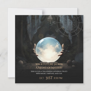 Invitación Magnética Bola de Cristal Mística Adivina Halloween