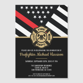 Invitación Magnética Bombero graduado de la Línea Roja