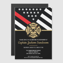Invitación Magnética Bombero Jubilación de la Línea Roja