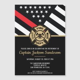 Invitación Magnética Bombero Jubilación de la Línea Roja