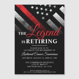 Invitación Magnética Bombero Jubilación de la Línea Roja