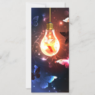 Invitación Magnética Bombilla brillante con mariposas nocturnas