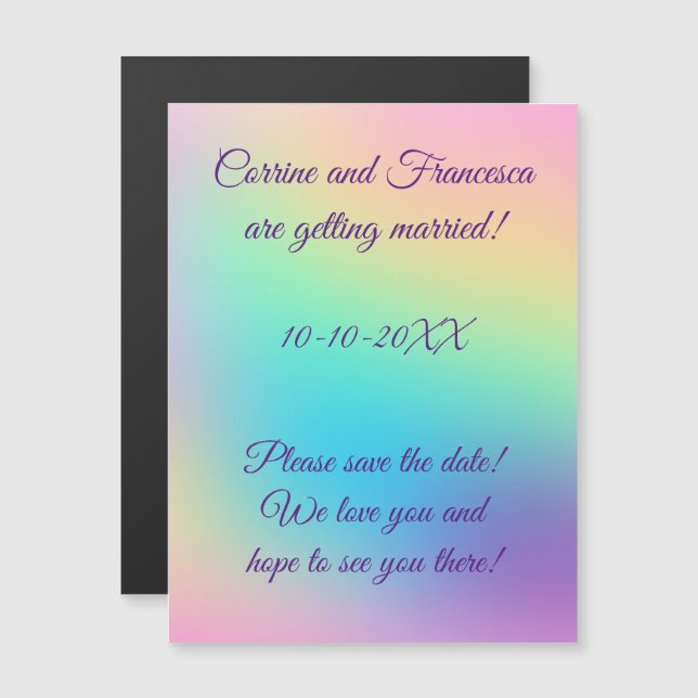 Invitación Magnética Bonito Pastel Gradiente Arcoiris Guardar fecha (Anverso/Reverso)