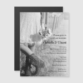 Invitación Magnética Boots de novios, bots de vaquero y boda campestre 