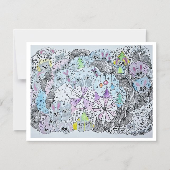 Invitación Magnética Bosque Invernal Caprichoso Criaturas Mágicas (Anverso)