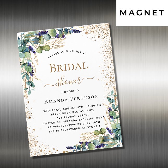 Invitación Magnética Bridal Shower eucalipto verde lujo oro (Subido por el creador)
