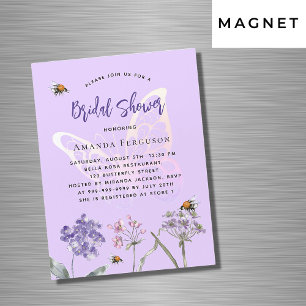 Invitación Magnética Bridal Shower flores silvestres violeta mariposa l