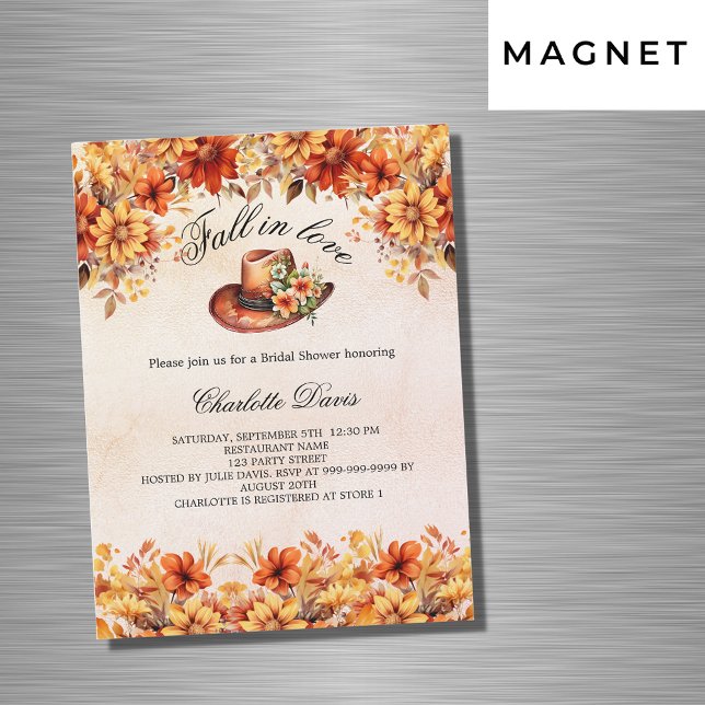 Invitación Magnética Bridal Shower se enamoran flores de cowgirl lujo (Subido por el creador)