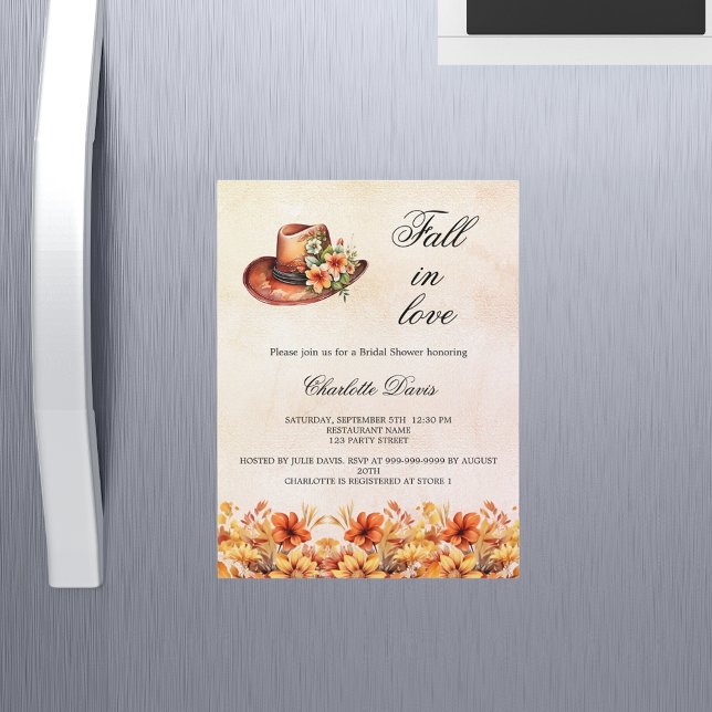 Invitación Magnética Bridal Shower se enamoran florines de lujo cowgirl (Subido por el creador)