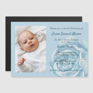 Invitación Magnética Brillo de rosa azul