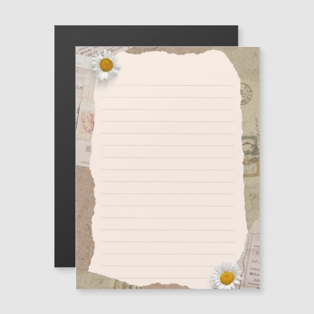 Invitación Magnética Brown Beige Vintage Scrapbook Lined Notes (Anverso/Reverso)