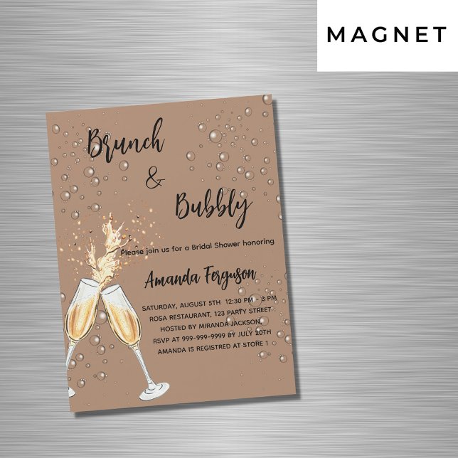 Invitación Magnética Brunch Bubbly Bridal Shower burbujas latlujo (Subido por el creador)